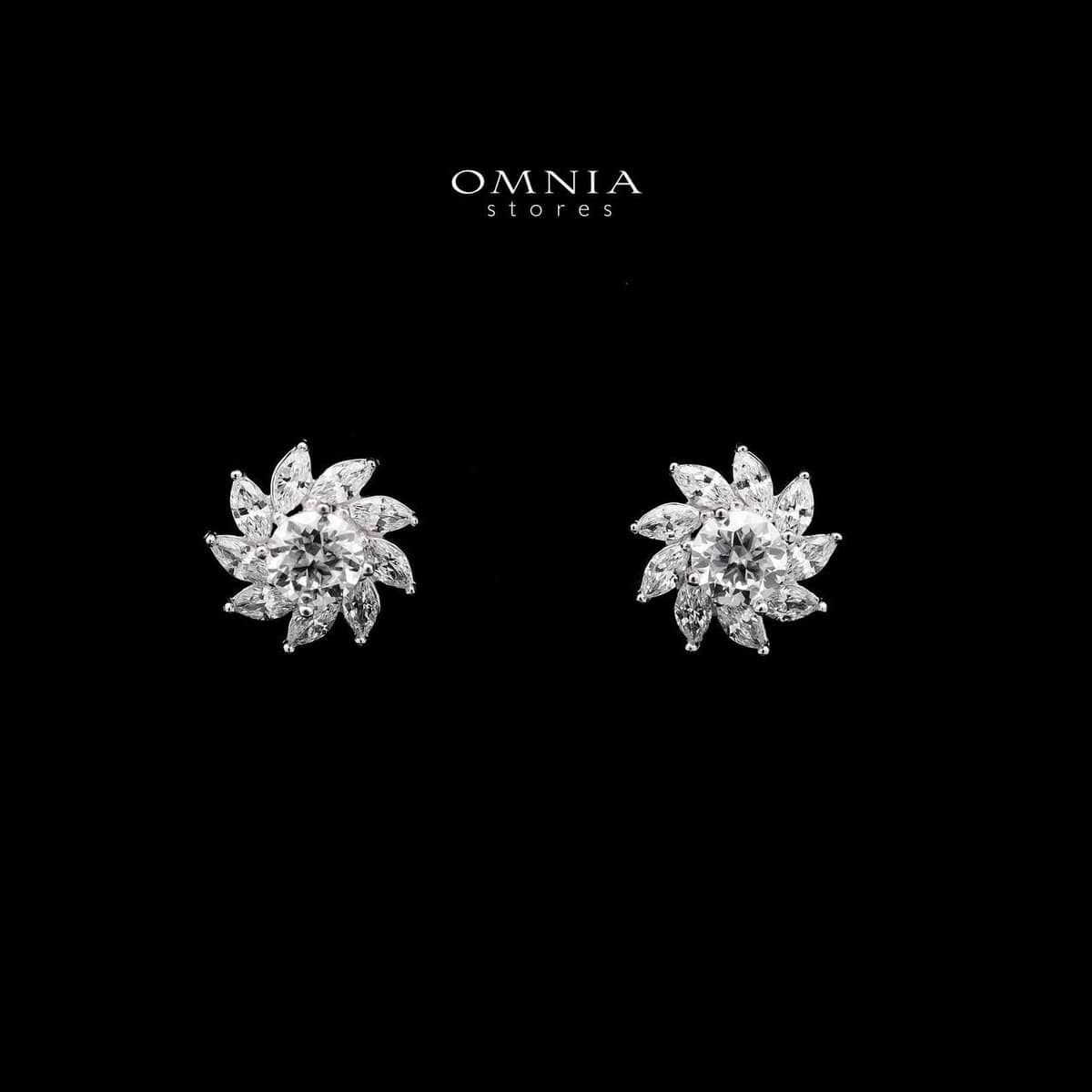 Omnia Soleila Bloom Stud Earrings in 925 Silver with High-Quality Iced Cut Stones - OMNIASTORES UAE