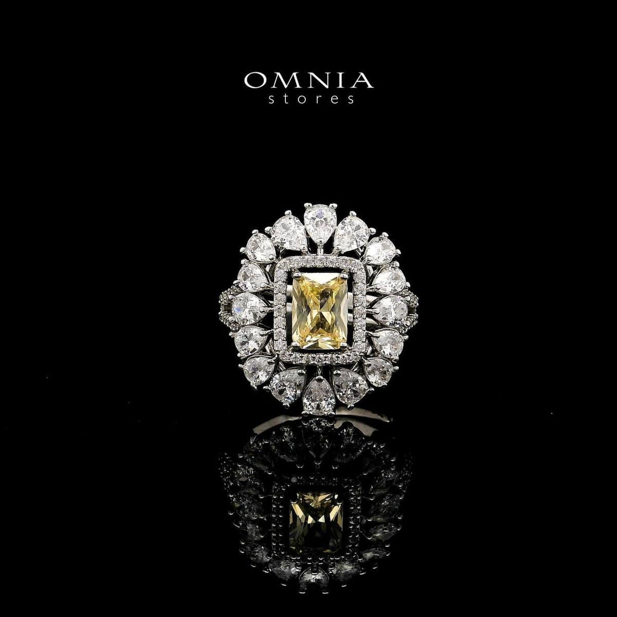 Omnia Avelia Yellow and White Bridal Choker Full Set with Square-Cut Zircon and Floral Accents in High-Quality Rhodium Plated - OMNIASTORES UAE