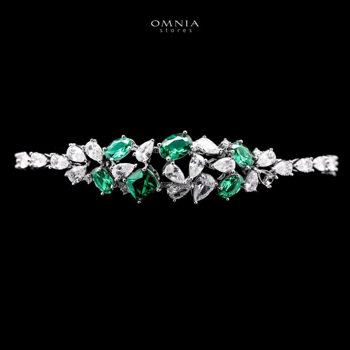 Omnia Reman Green Full Set in High Quality Zircon Stone Rhodium Plated - OMNIASTORES UAE