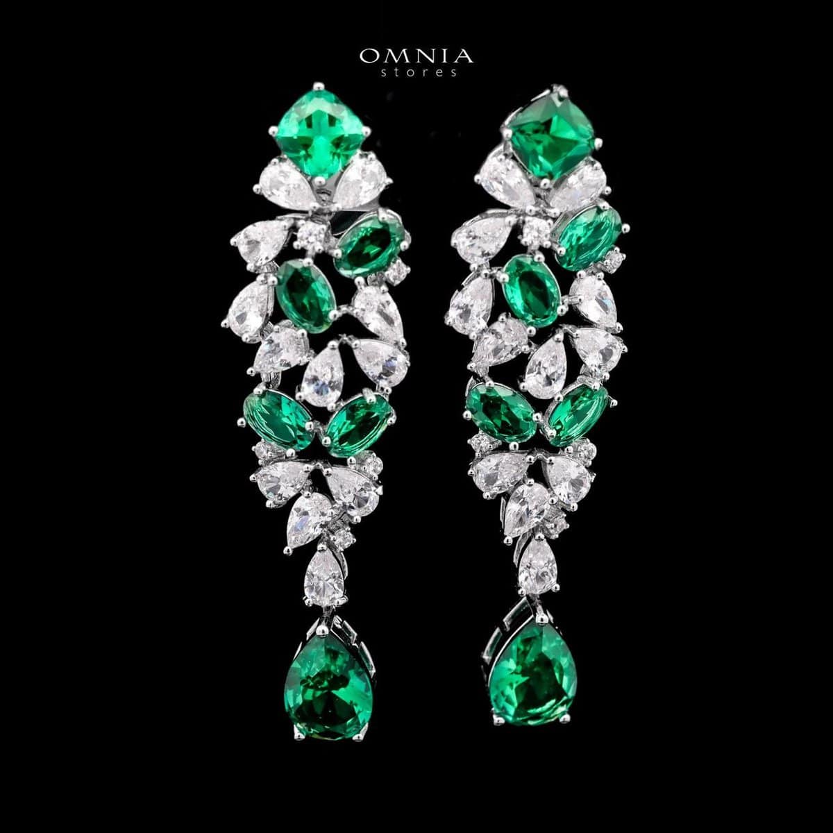 Omnia Reman Green Full Set in High Quality Zircon Stone Rhodium Plated - OMNIASTORES UAE