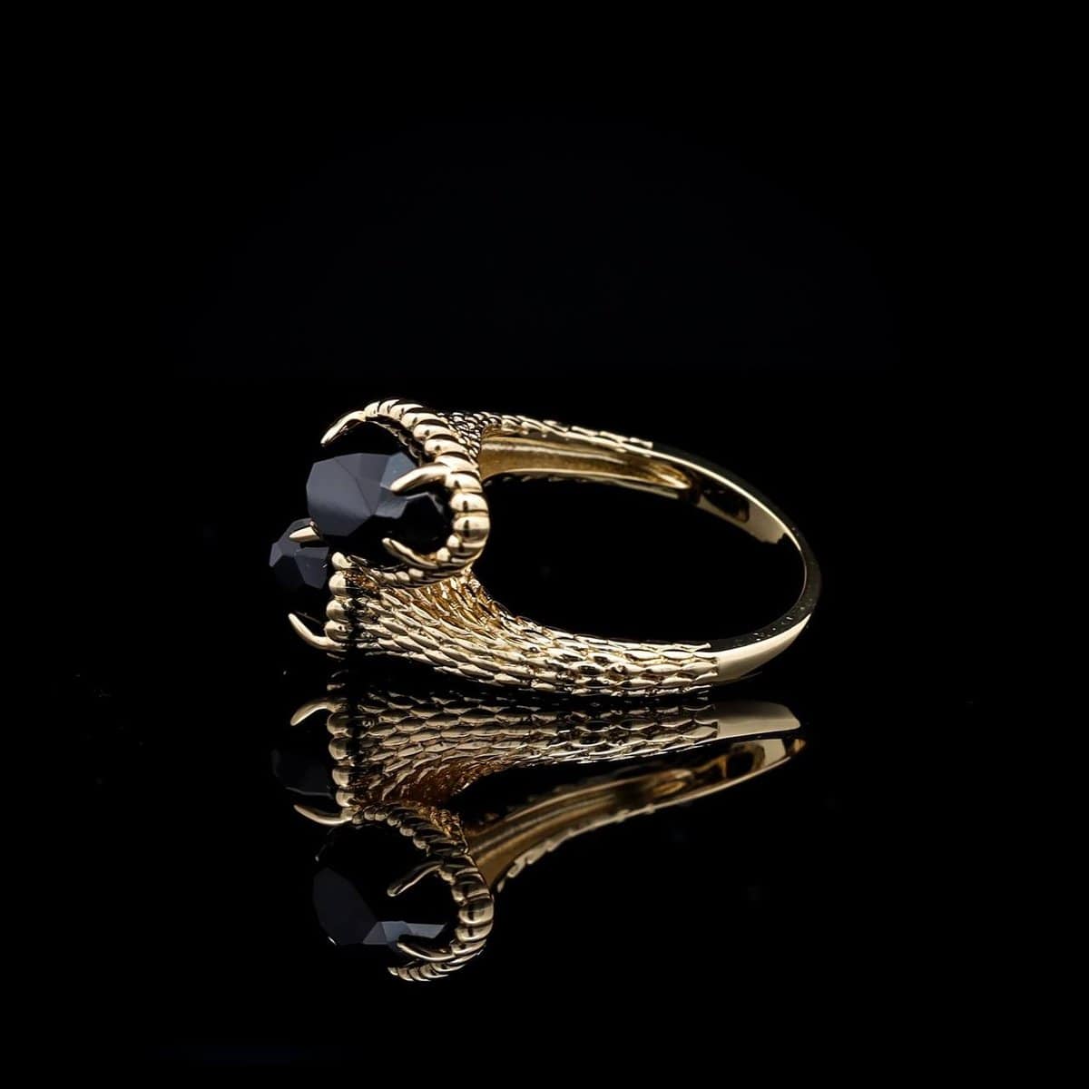 Omnia Ring in Black Agate Stone in High-Quality Gold Plated - OMNIASTORES UAE
