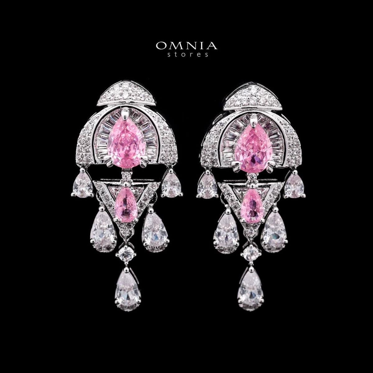 Omnia Rafi Pink Bridal Full Set with Elegant Pink and White Simulated Diamonds in High-Quality Rhodium Plated Finish - OMNIASTORES UAE