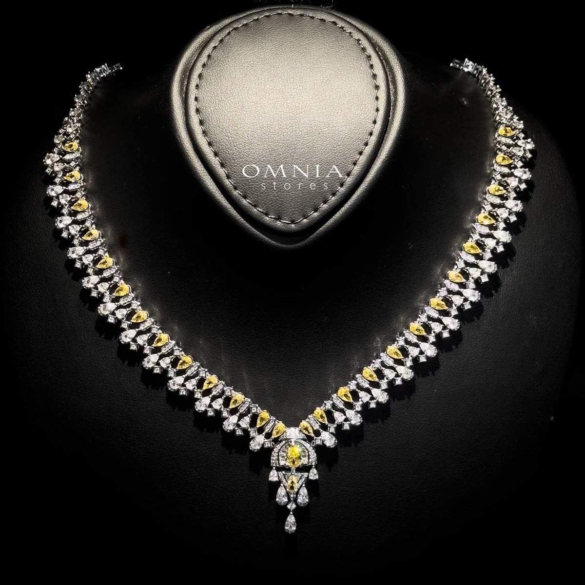 Omnia Rafi Yellow Bridal Full Set with Elegant White and Simulated Diamonds in High-Quality Rhodium Plated Finish - OMNIASTORES UAE