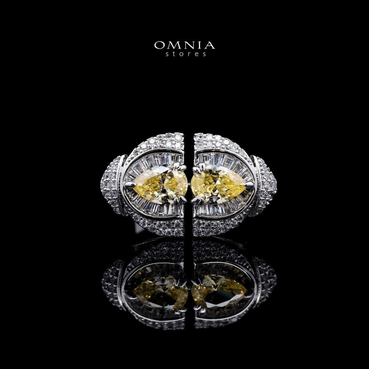 Omnia Rafi Yellow Bridal Full Set with Elegant White and Simulated Diamonds in High-Quality Rhodium Plated Finish - OMNIASTORES UAE