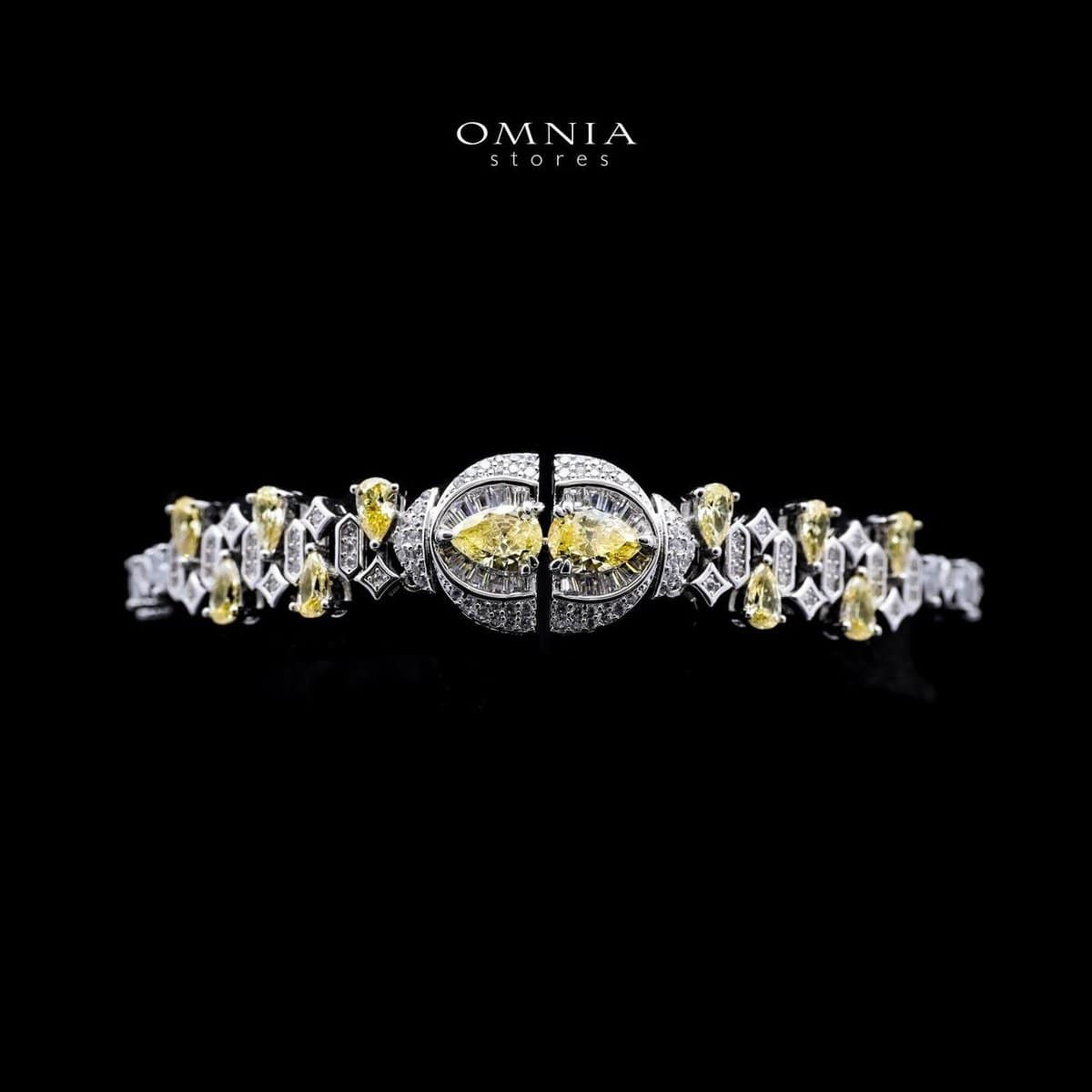 Omnia Rafi Yellow Bridal Full Set with Elegant White and Simulated Diamonds in High-Quality Rhodium Plated Finish - OMNIASTORES UAE
