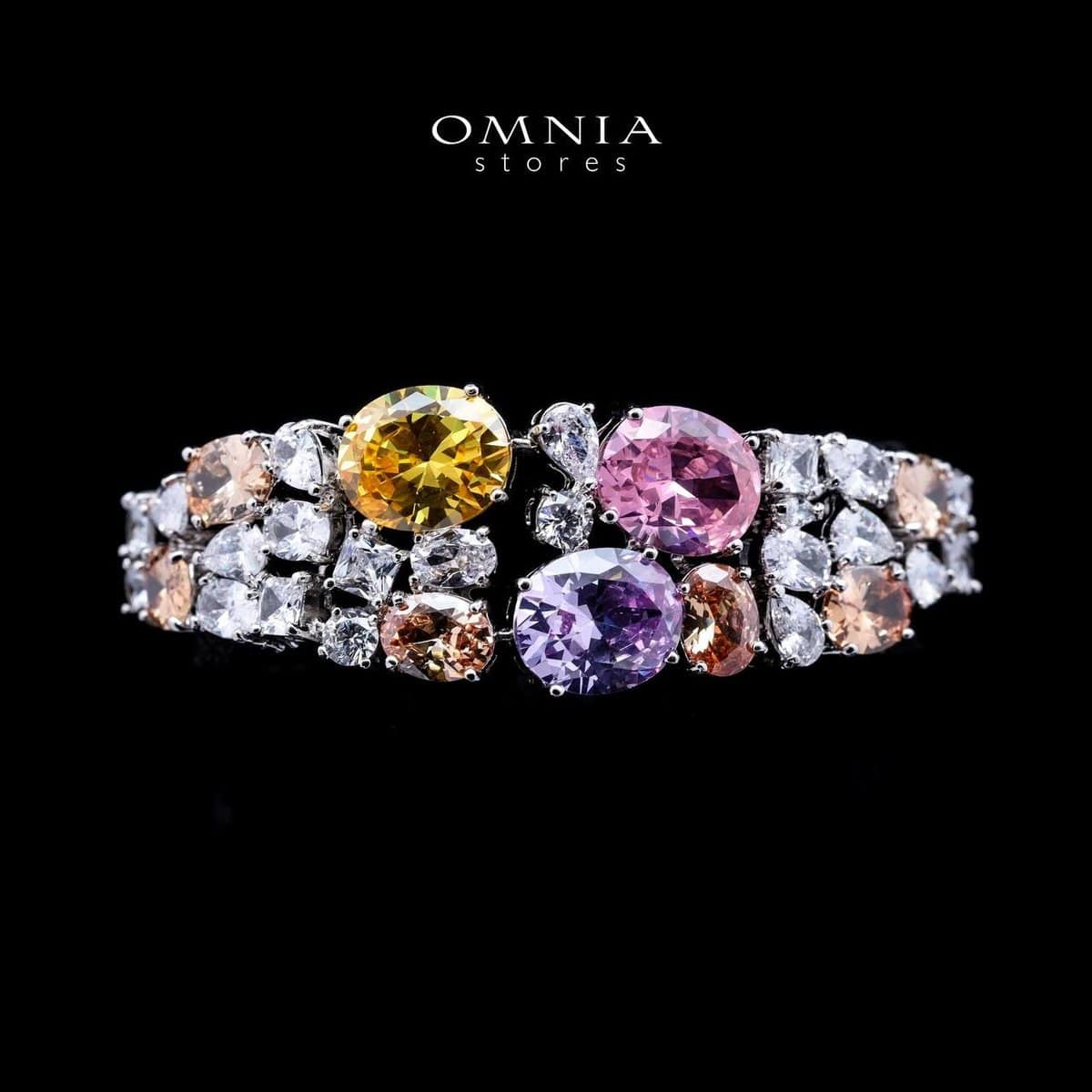 Omnia Artemis Baby Pink Multi-Colored Bridal Set with Round and Oval Cut Simulated Diamonds in High-Quality Rhodium Plated Finish - OMNIASTORES UAE