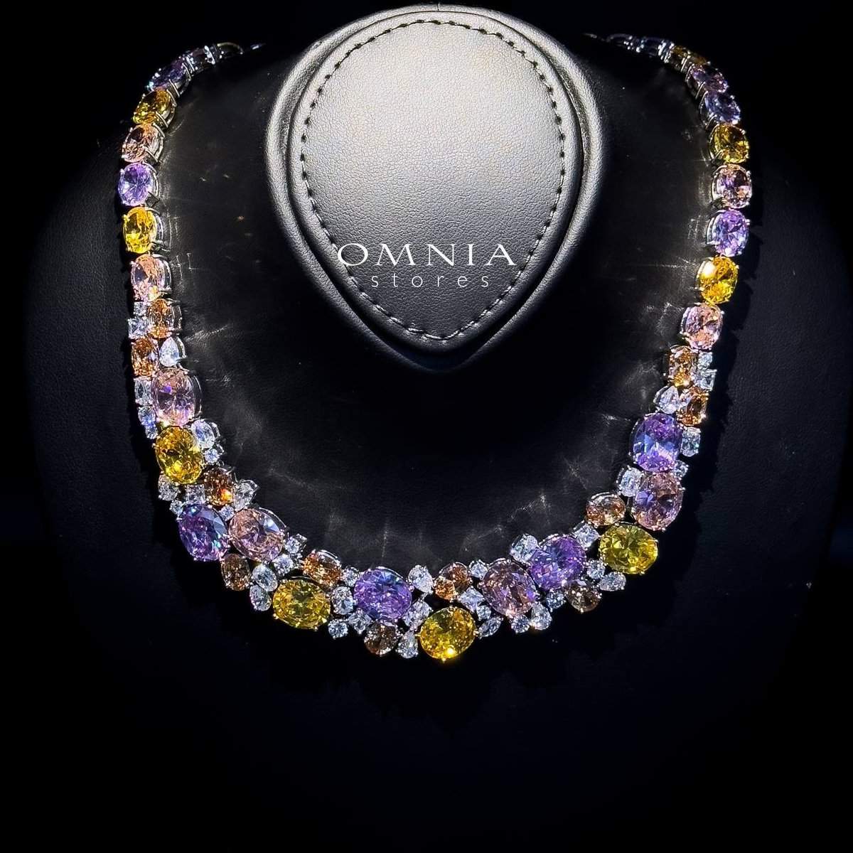 Omnia Artemis Baby Pink Multi-Colored Bridal Set with Round and Oval Cut Simulated Diamonds in High-Quality Rhodium Plated Finish - OMNIASTORES UAE