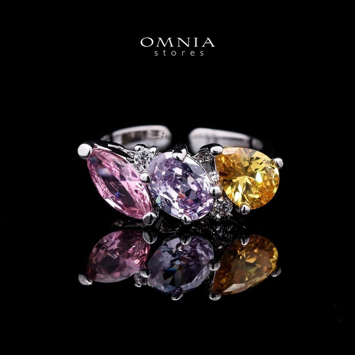 Omnia Artemis Baby Pink Multi-Colored Bridal Set with Round and Oval Cut Simulated Diamonds in High-Quality Rhodium Plated Finish - OMNIASTORES UAE