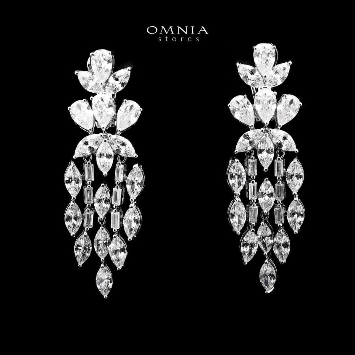 Omnia Soheila White Luxury Bridal Full Set with Emerald and Pear-Cut High-Quality Simulated Diamonds Rhodium Plated - OMNIASTORES UAE