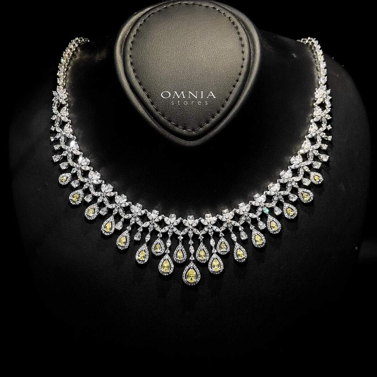 Omnia Ayla Yellow Bridal Full Set in High-Quality Zircon Stone Rhodium Plated - OMNIASTORES UAE