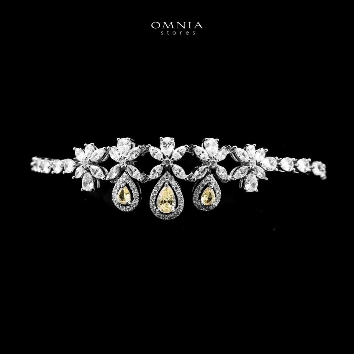 Omnia Ayla Yellow Bridal Full Set in High-Quality Zircon Stone Rhodium Plated - OMNIASTORES UAE