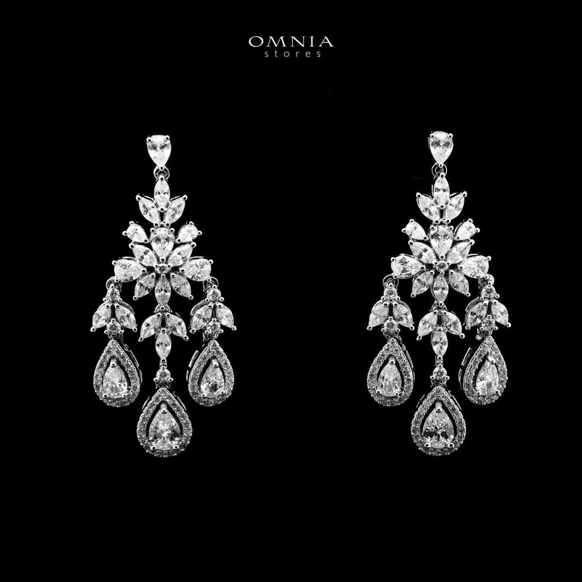 Omnia Ayla White Bridal Full Set in High-Quality Zircon Stone Rhodium Plated - OMNIASTORES UAE