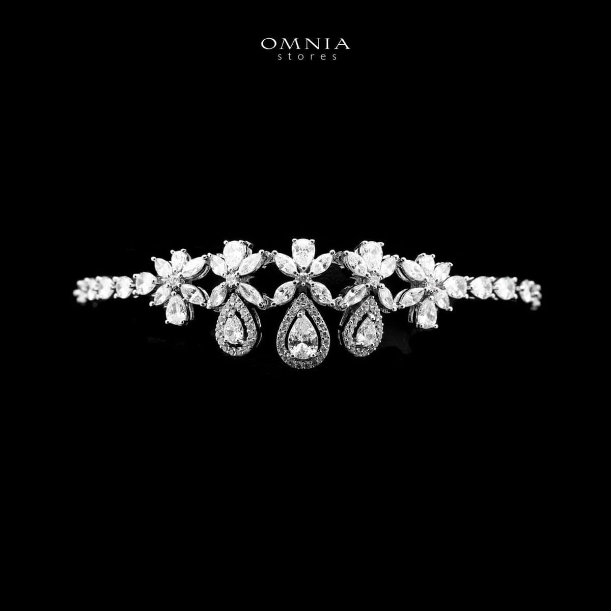 Omnia Ayla White Bridal Full Set in High-Quality Zircon Stone Rhodium Plated - OMNIASTORES UAE