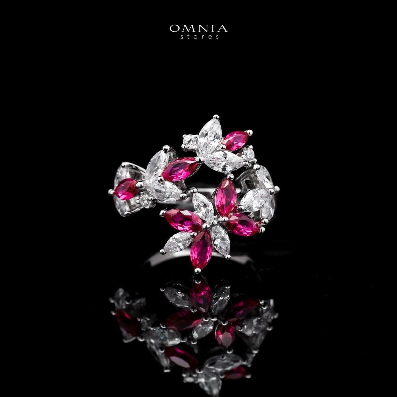 Omnia Abla Maroon Bridal Set in 925 Silver with Marquise and Pear-Cut High-Quality Simulated Diamonds - OMNIASTORES UAE