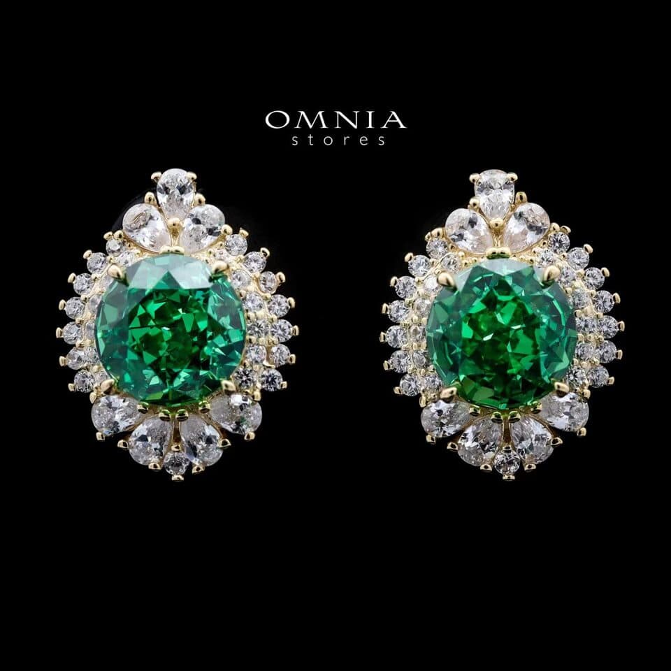 Omnia Mira Gold and Green Set in 925 Silver with High-Quality Ice Cut Stones - OMNIASTORES UAE