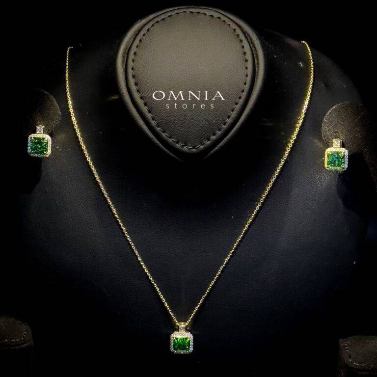 Omnia Gabriela Gold and Green Set in 925 Silver with High-Quality Ice Cut Stones - OMNIASTORES UAE