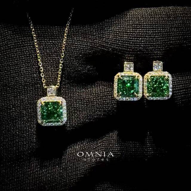 Omnia Gabriela Gold and Green Set in 925 Silver with High-Quality Ice Cut Stones - OMNIASTORES UAE