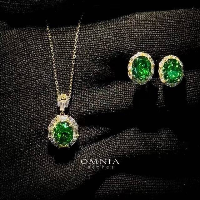 Omnia Natalia Gold and Green Set in 925 Silver with High-Quality Ice Cut Stones - OMNIASTORES UAE