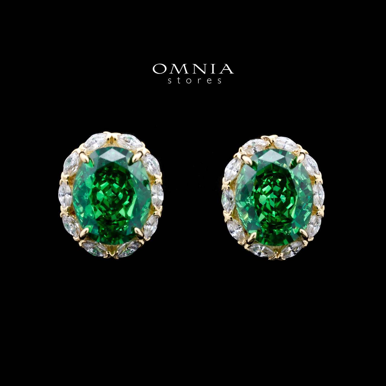 Omnia Natalia Gold and Green Set in 925 Silver with High-Quality Ice Cut Stones - OMNIASTORES UAE