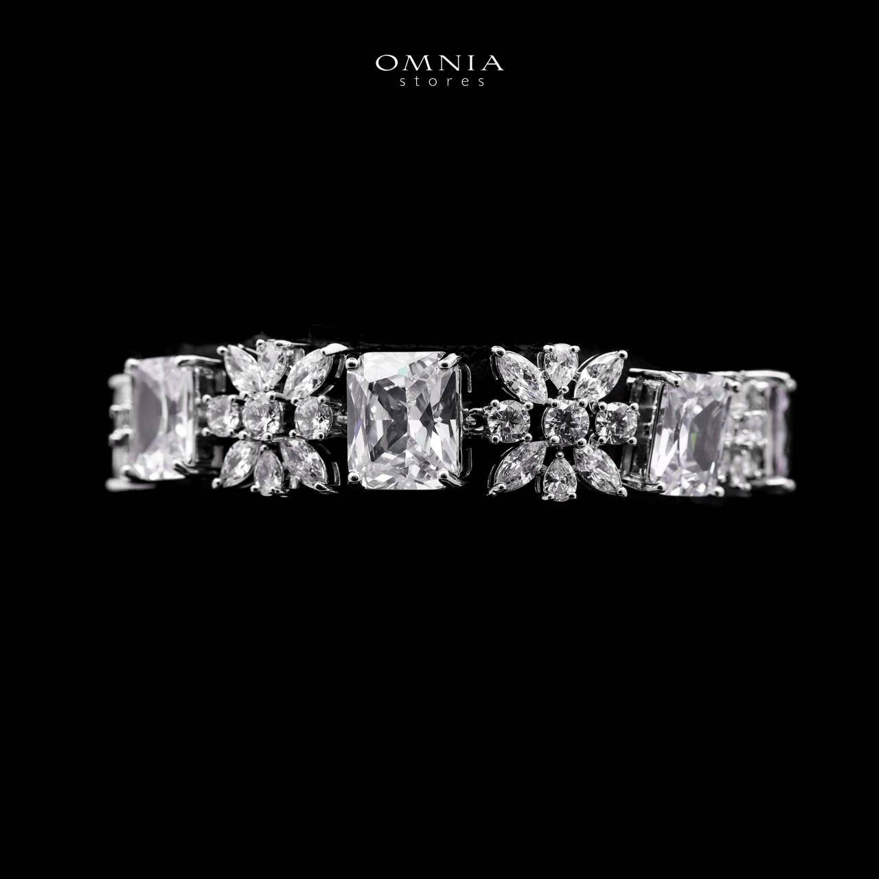 Omnia Charlene White Bridal Full Set with Radiant and Pear-Cut High-Quality Iced Cut Stones Rhodium Plated - OMNIASTORES UAE