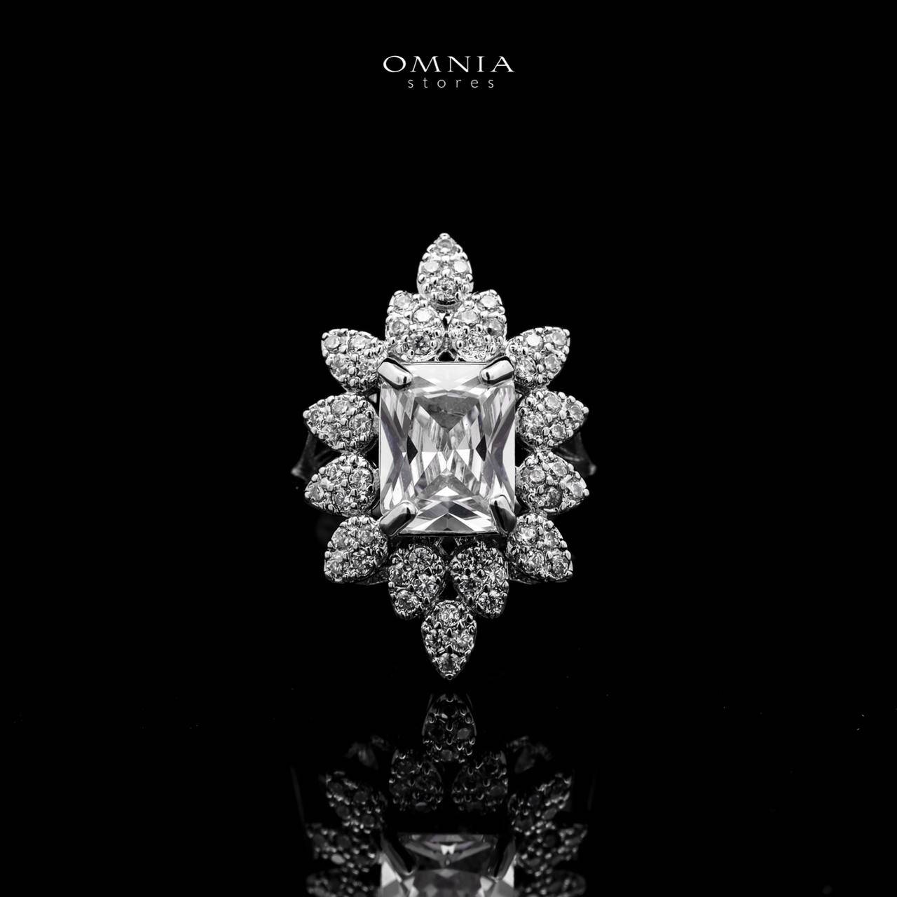 Omnia Blair Pure White Bridal Full Set with Marquise and Emerald-Cut High-Quality Simulated Diamonds Rhodium Plated - OMNIASTORES UAE