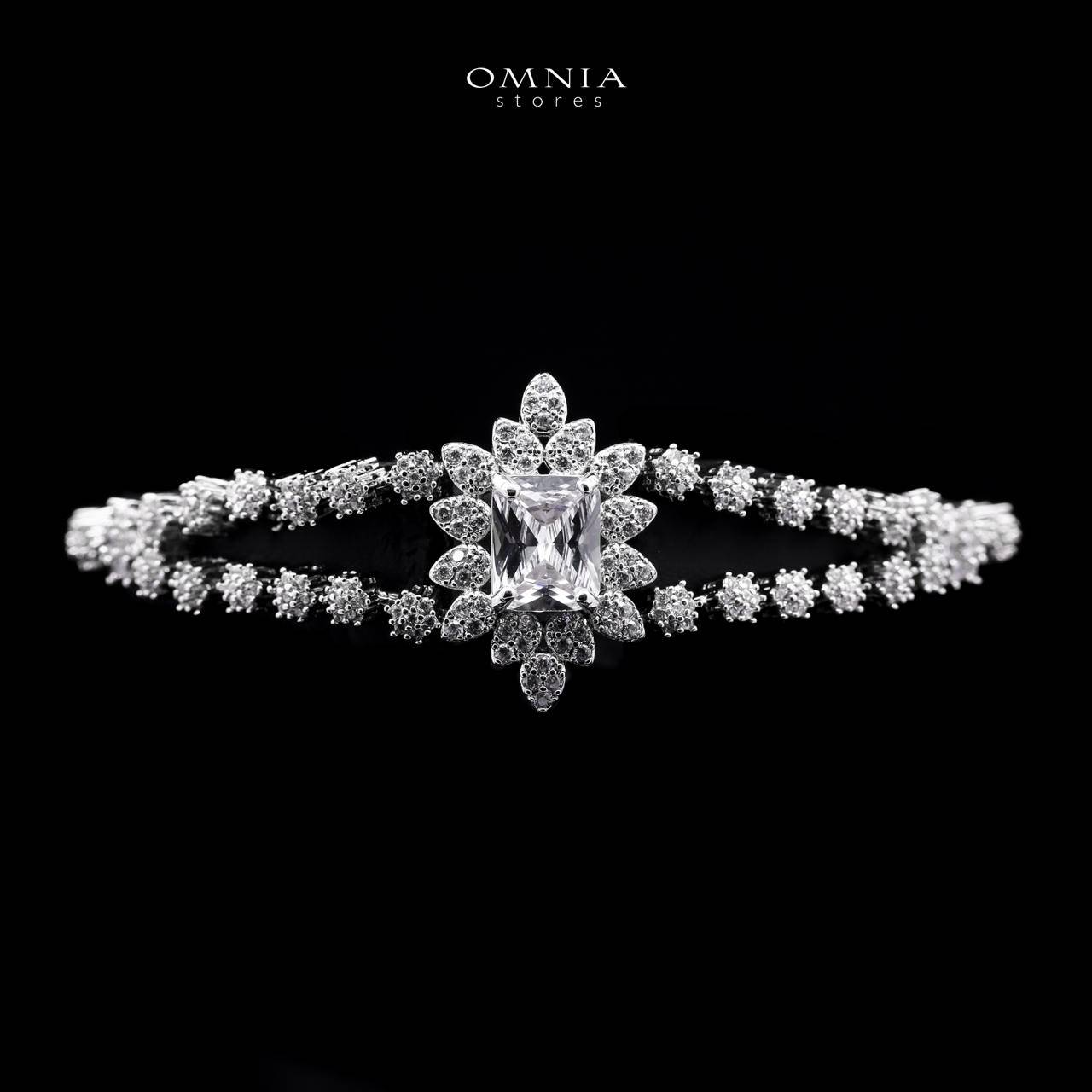 Omnia Blair Pure White Bridal Full Set with Marquise and Emerald-Cut High-Quality Simulated Diamonds Rhodium Plated - OMNIASTORES UAE