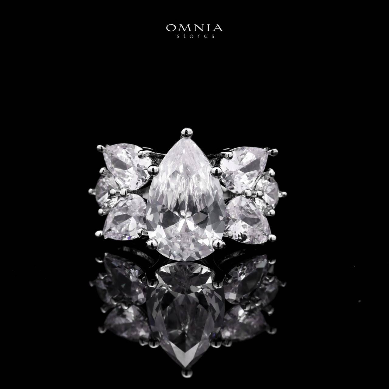 Omnia Princess Bridal Full Set with Pear-Cut White High-Quality Simulated Diamonds Rhodium Plated - OMNIASTORES UAE