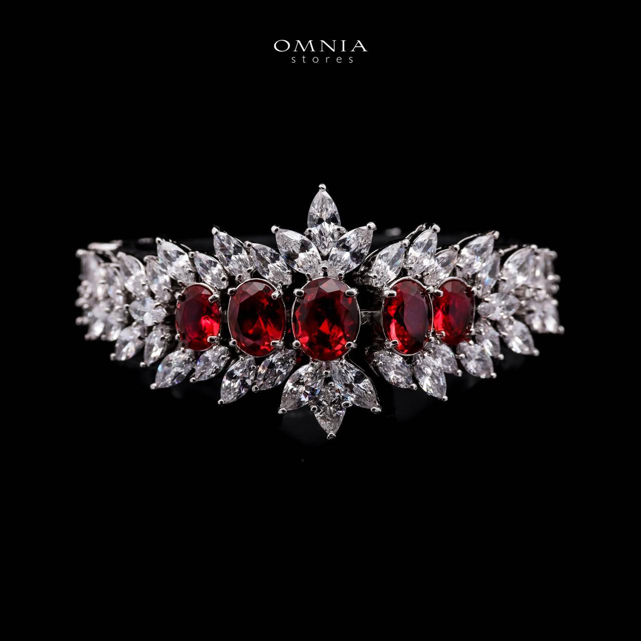 Omnia Buthaina Maroon Bridal Full Set High Quality Simulated Diamonds - OMNIASTORES UAE