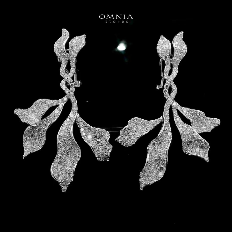 Omnia Alaa Clip Earrings 92.5 Silver High Quality Simulated Diamonds - OMNIASTORES UAE
