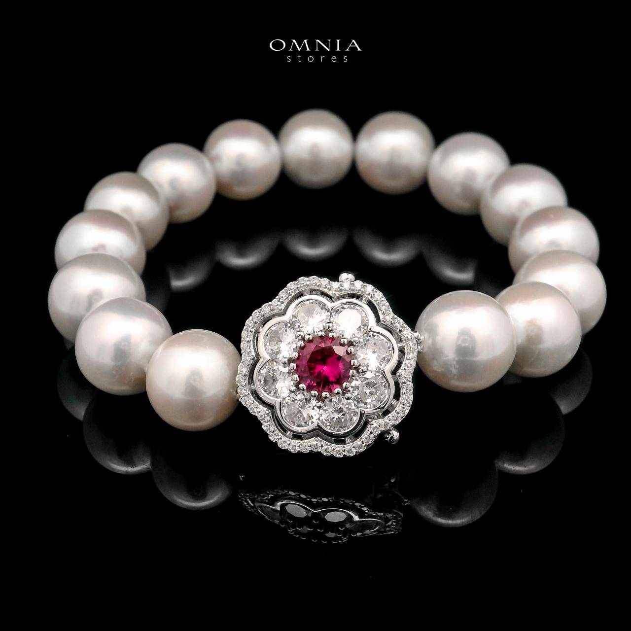 Omnia Ameenah Fresh Real Water Pearl Necklace and Bracelet Set in 92.5 Silver Accessories High Quality Simulated Diamonds - OMNIASTORES UAE