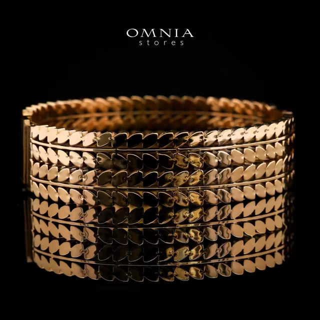 Omnia Anah Gold-Plated Copper Bangle with High-Quality Simulated Diamonds - OMNIASTORES UAE