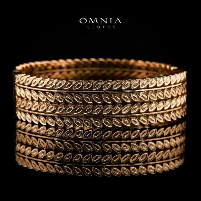 Omnia Anah Gold-Plated Copper Bangle with High-Quality Simulated Diamonds - OMNIASTORES UAE