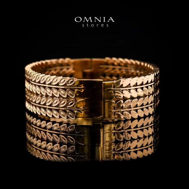 Omnia Anah Gold-Plated Copper Bangle with High-Quality Simulated Diamonds - OMNIASTORES UAE
