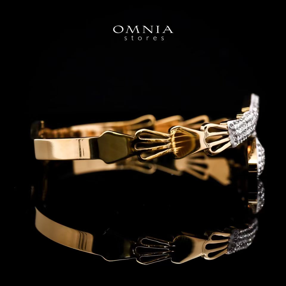 Omnia Aneesa Gold-Plated Copper Bangle with High-Quality Simulated Diamonds - OMNIASTORES UAE