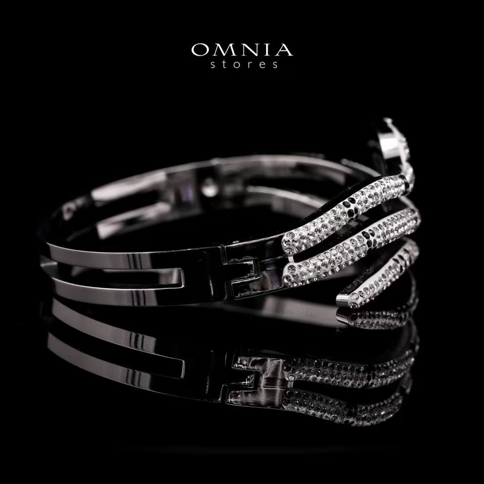 Omnia Areej Gold-Plated Copper Bangle with High-Quality Simulated Diamonds - OMNIASTORES UAE
