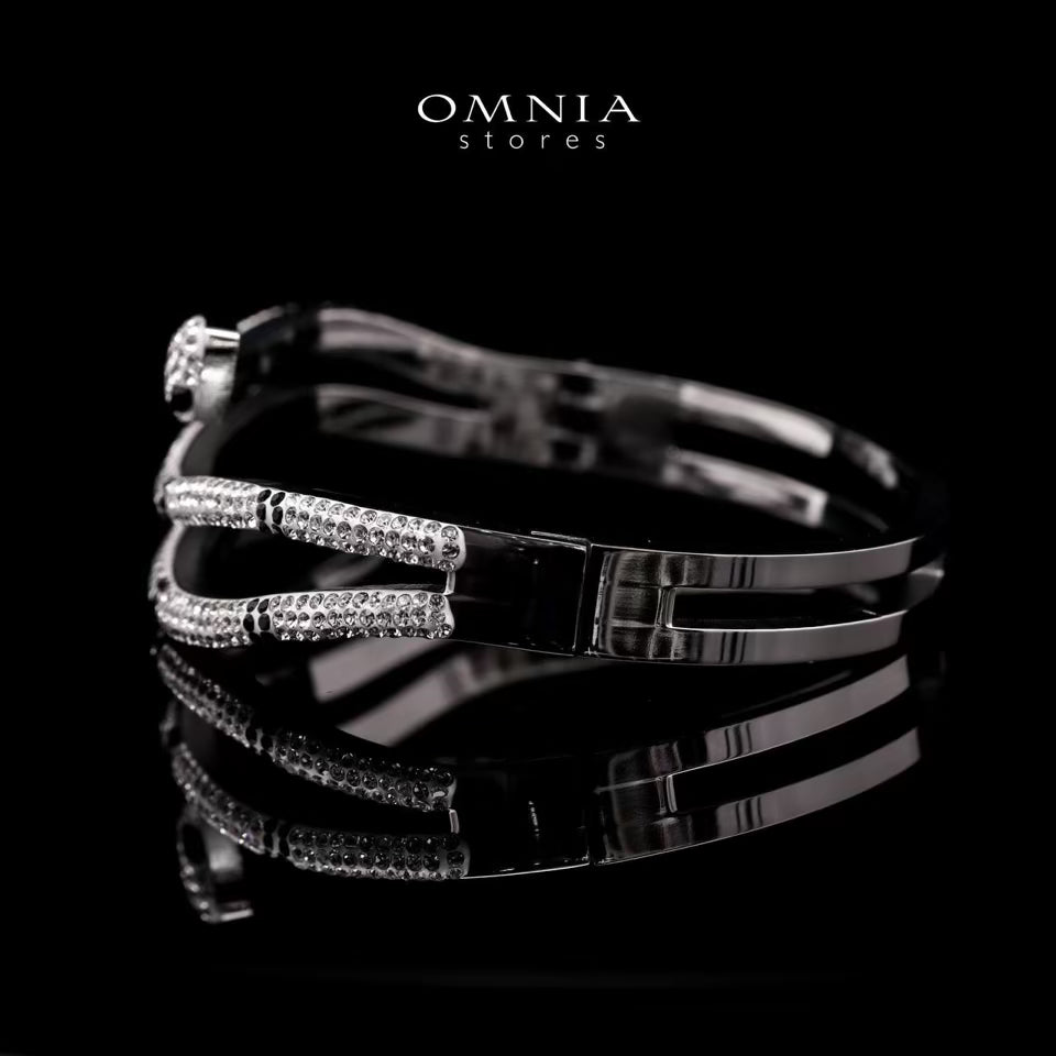 Omnia Areej Gold-Plated Copper Bangle with High-Quality Simulated Diamonds - OMNIASTORES UAE