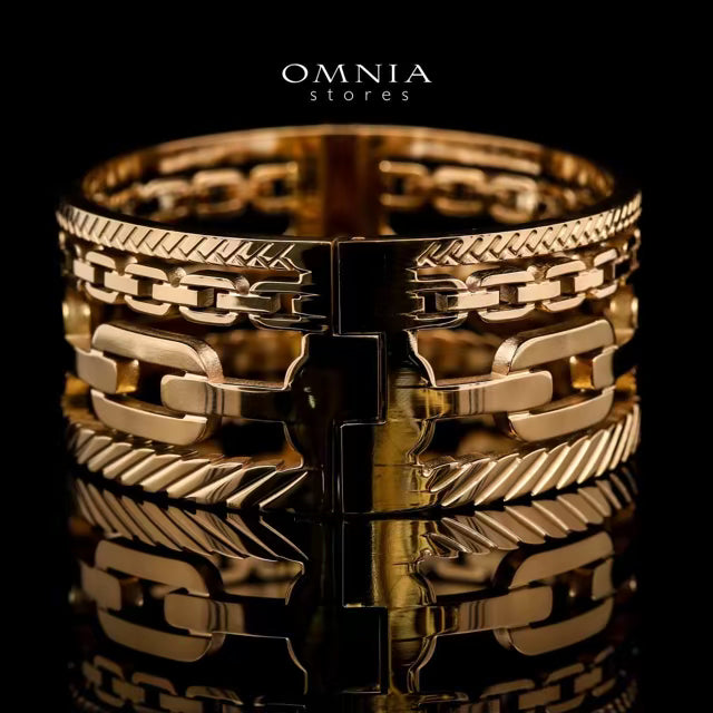 Omnia Arezou Gold-Plated Copper Bangle with High-Quality Simulated Diamonds - OMNIASTORES UAE