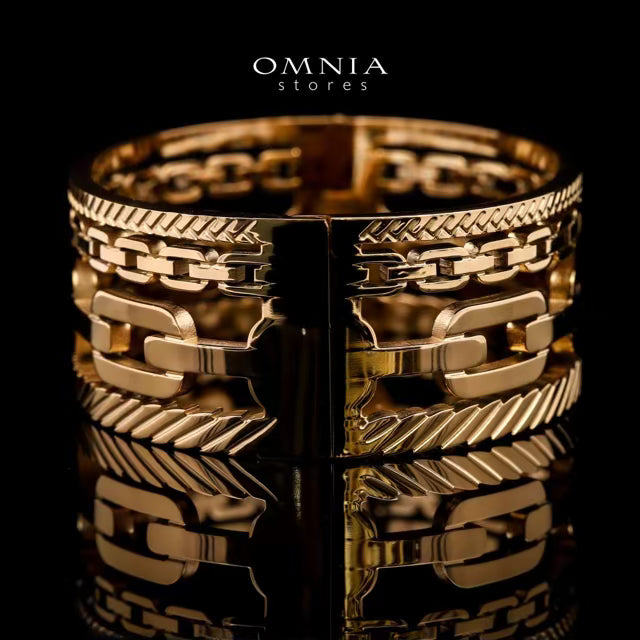 Omnia Arezou Gold-Plated Copper Bangle with High-Quality Simulated Diamonds - OMNIASTORES UAE