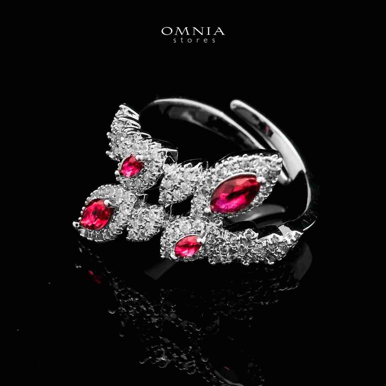 Omnia Nada Maroon Bridal Full Set in High Quality Zircon Stone Rhodium Plated - OMNIASTORES UAE