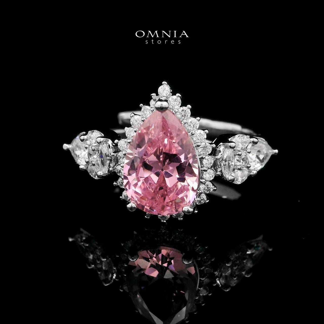 Omnia Radya Pink Bridal Full Set in High Quality Zircon Stone Rhodium Plated - OMNIASTORES UAE