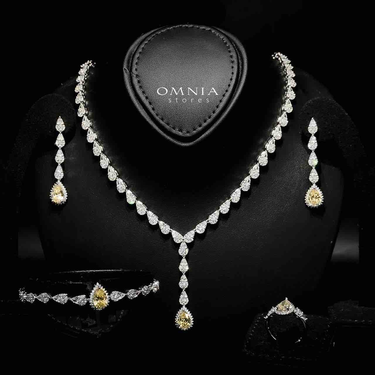 Omnia Radya Yellow Bridal Full Set in High Quality Zircon Stone Rhodium Plated - OMNIASTORES UAE