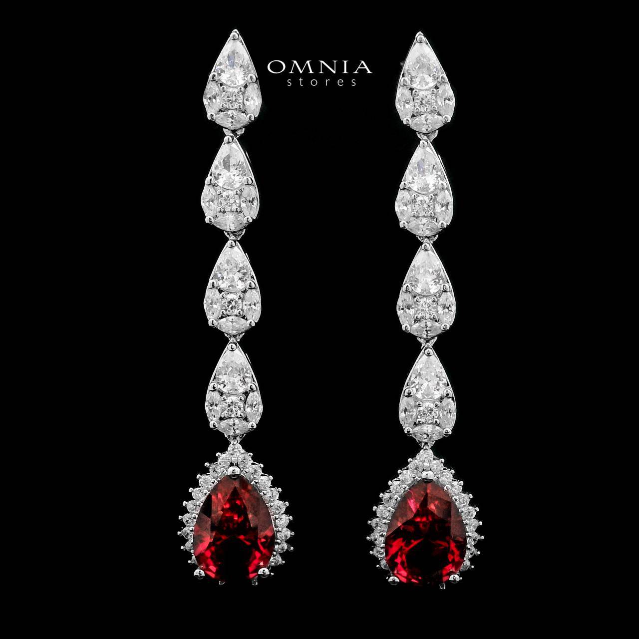Omnia Radya Red Bridal Full Set in High Quality Zircon Stone Rhodium Plated - OMNIASTORES UAE
