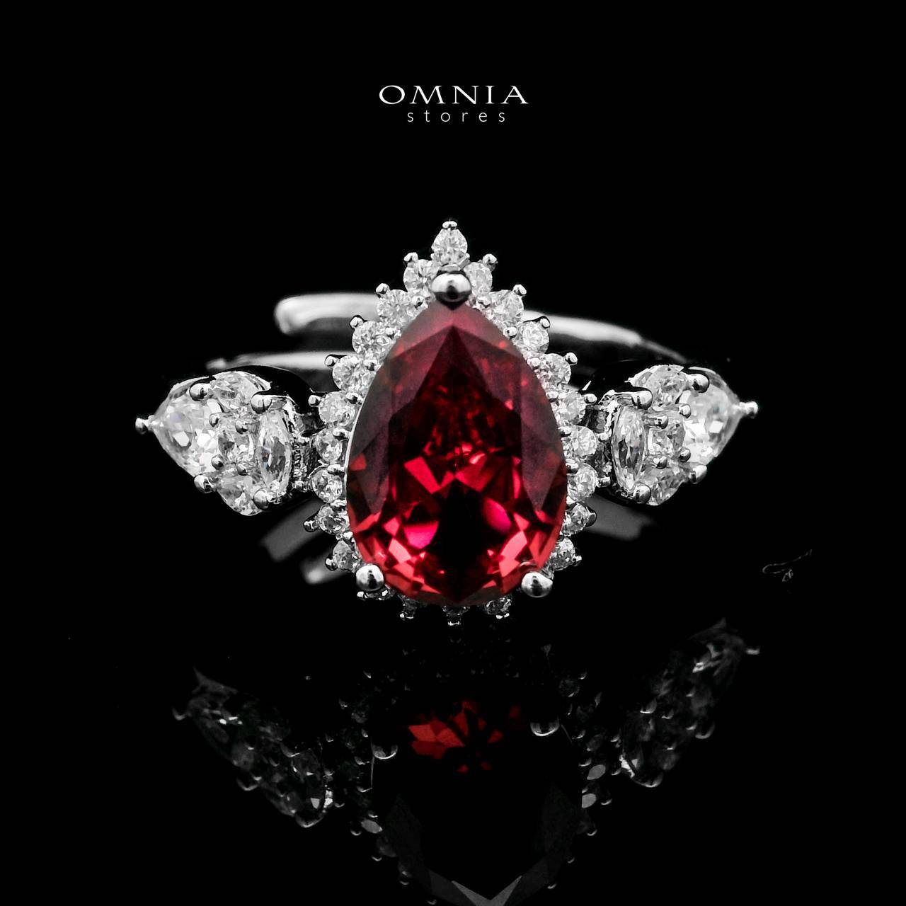 Omnia Radya Red Bridal Full Set in High Quality Zircon Stone Rhodium Plated - OMNIASTORES UAE