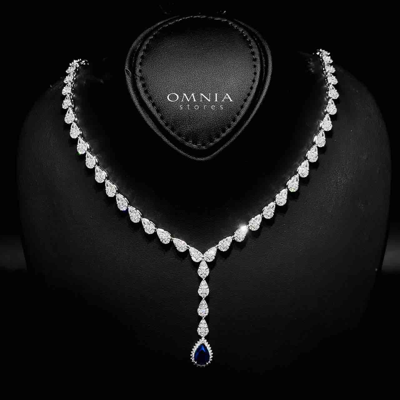 Omnia Radya Blue Bridal Full Set in High Quality Zircon Stone Rhodium Plated - OMNIASTORES UAE