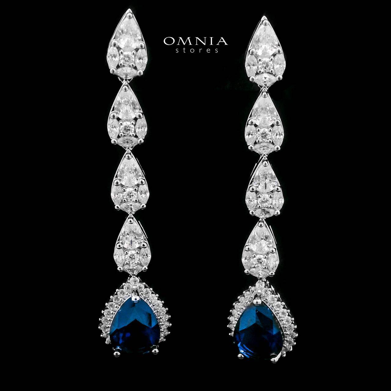 Omnia Radya Blue Bridal Full Set in High Quality Zircon Stone Rhodium Plated - OMNIASTORES UAE