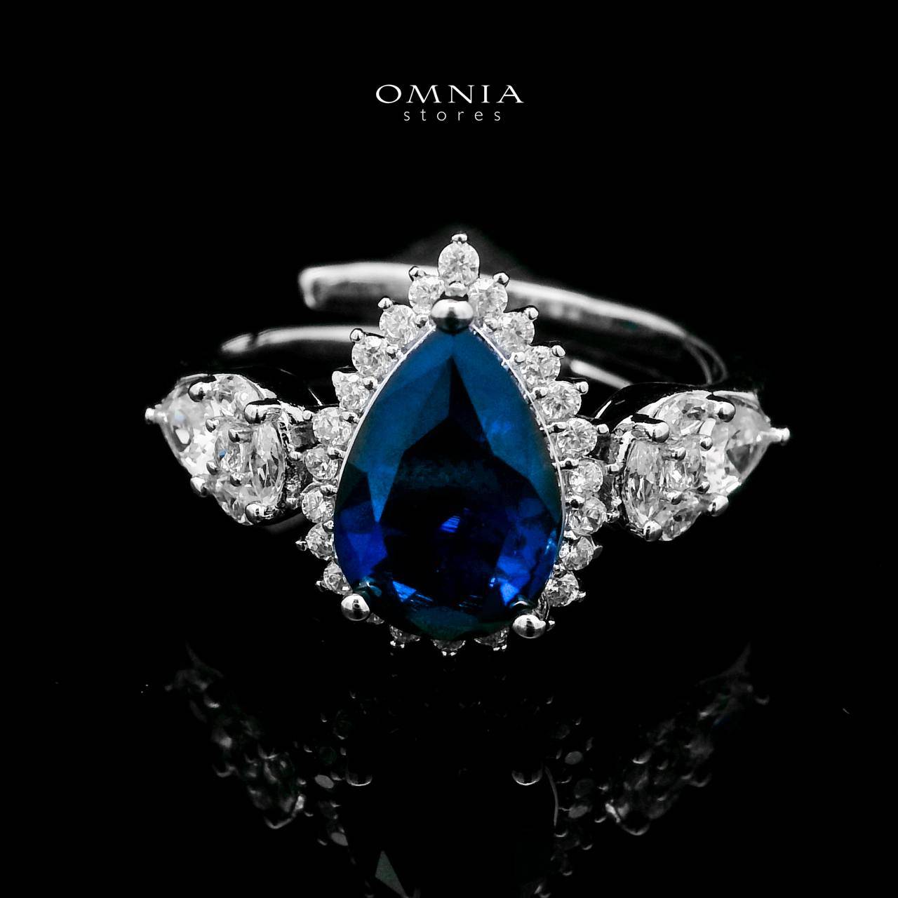Omnia Radya Blue Bridal Full Set in High Quality Zircon Stone Rhodium Plated - OMNIASTORES UAE