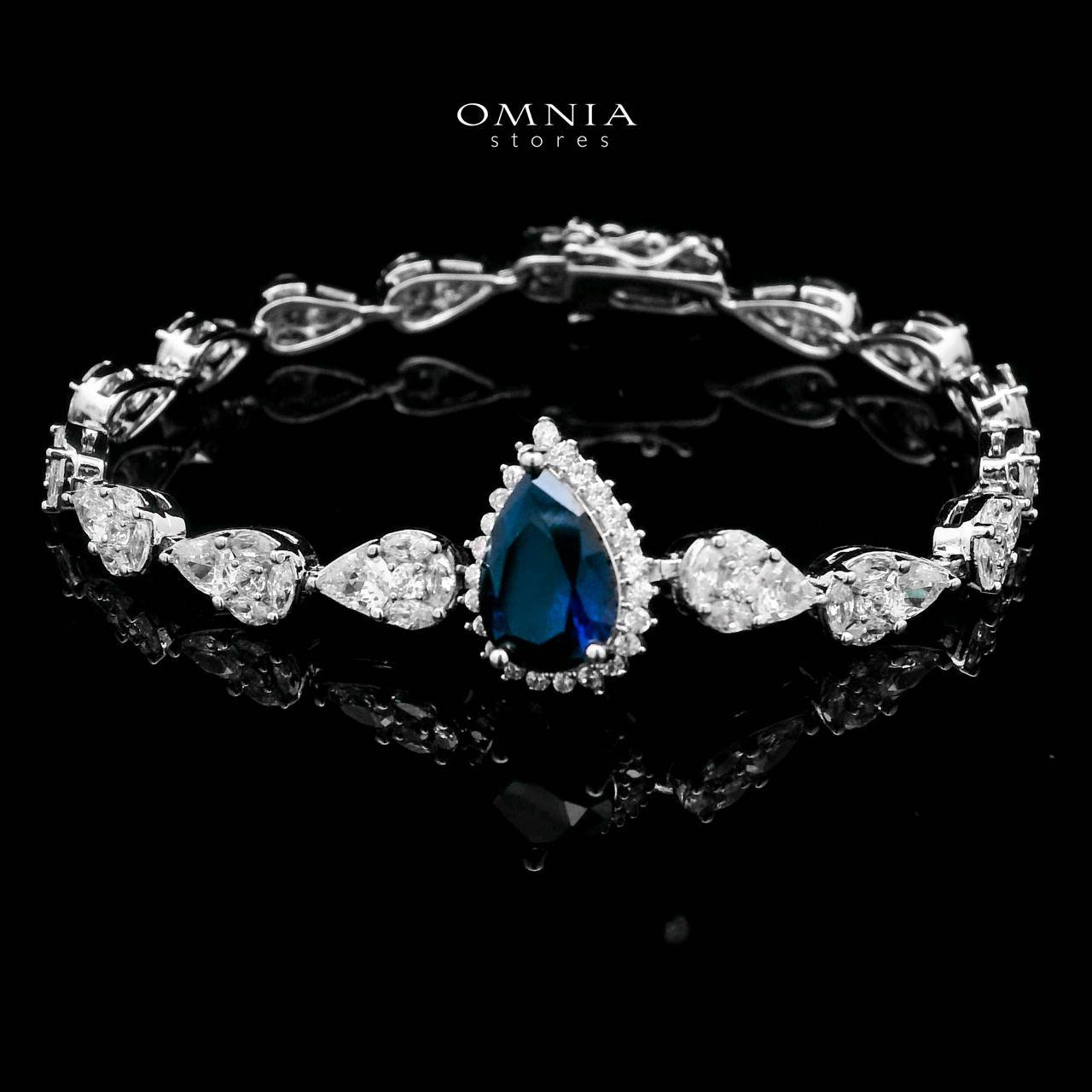 Omnia Radya Blue Bridal Full Set in High Quality Zircon Stone Rhodium Plated - OMNIASTORES UAE