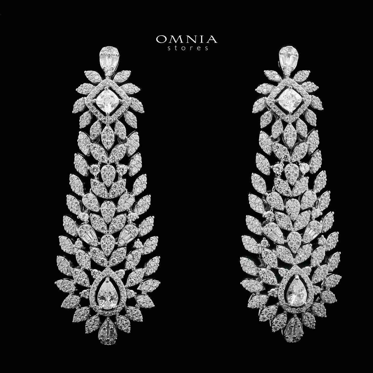 Omnia Asal White Bridal Full Set in High Quality Zircon Stone Rhodium Plated