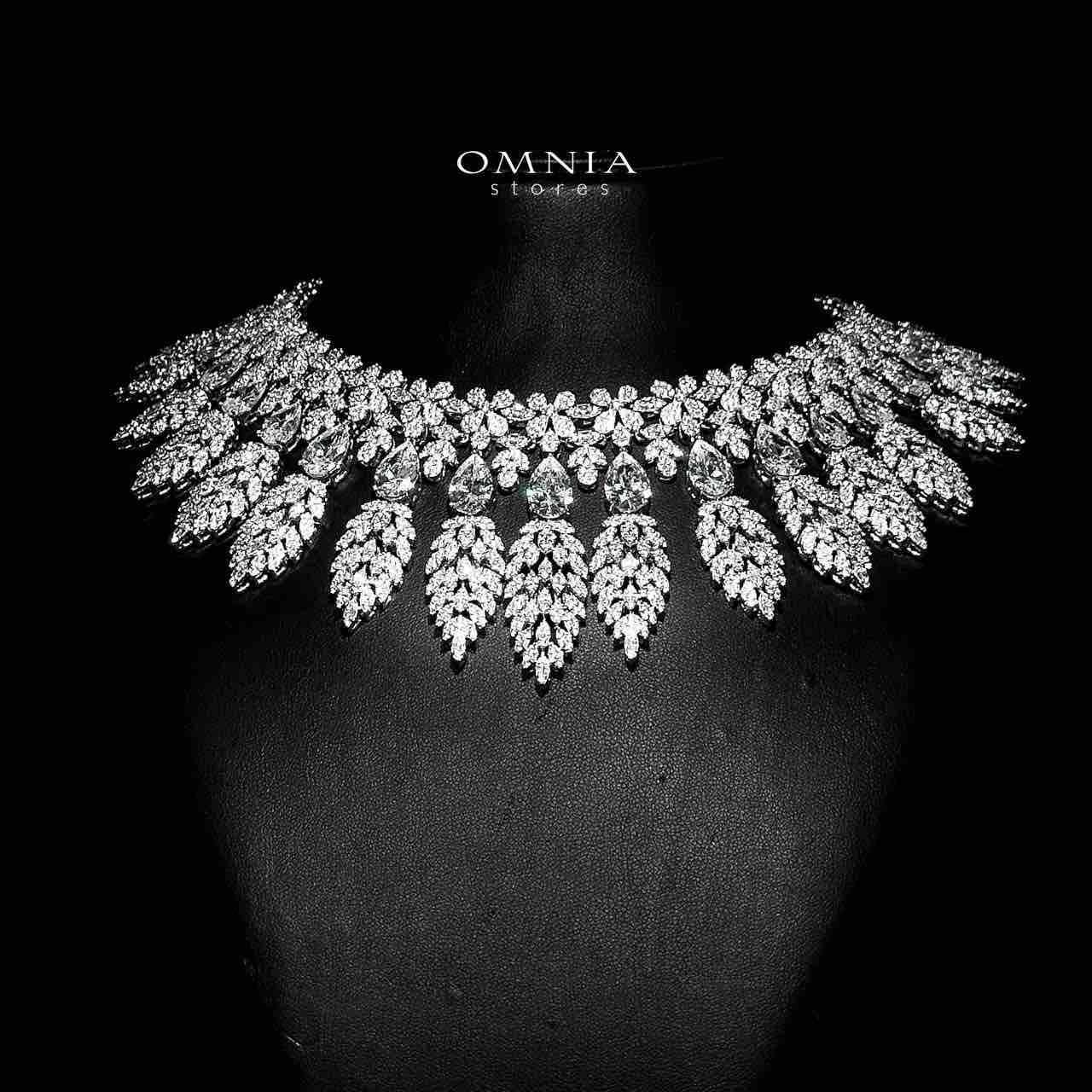 Omnia Asrar White Bridal Full Set in High Quality Zircon Stone Rhodium Plated - OMNIASTORES UAE