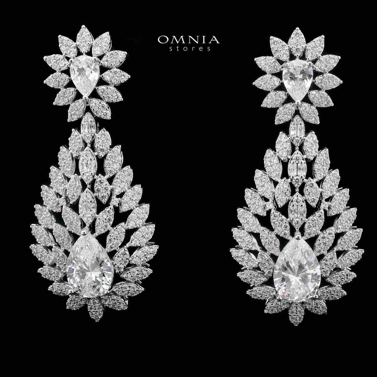 Omnia Asrar White Bridal Full Set in High Quality Zircon Stone Rhodium Plated - OMNIASTORES UAE